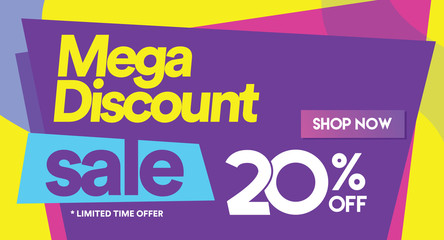 20 Mega discount, Sales Vector badges for Labels, Stickers, Banners, Tags, Web Stickers, New offer. Discount origami sign banner-1