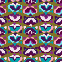 Seamless decorative design with abstract floral forms.