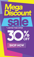 30 Mega discount, Sales Vector badges for Labels, Stickers, Banners, Tags, Web Stickers, New offer. Discount origami sign banner-3