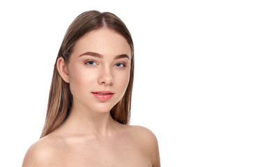 Model with perfect skin without wrinkles and black spots