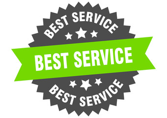 best service sign. best service green-black circular band label