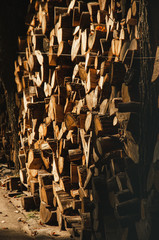 Wall firewood , Background of dry chopped firewood logs in a pile. Harvesting firewood for the winter. Harvesting firewood for the winter.