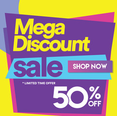 50 Mega discount, Sales Vector badges for Labels, Stickers, Banners, Tags, Web Stickers, New offer. Discount origami sign banner-2