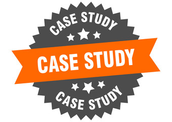 case study sign. case study orange-black circular band label