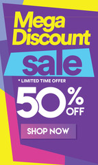 50 Mega discount, Sales Vector badges for Labels, Stickers, Banners, Tags, Web Stickers, New offer. Discount origami sign banner-3