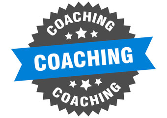 coaching sign. coaching blue-black circular band label