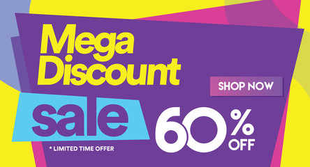 60 Mega discount, Sales Vector badges for Labels, Stickers, Banners, Tags, Web Stickers, New offer. Discount origami sign banner-1