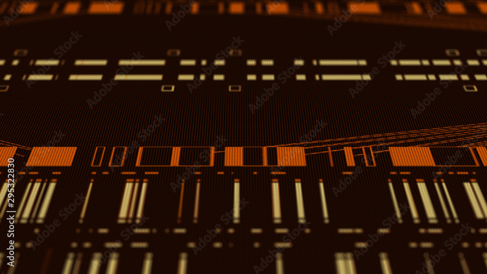 Poster abstract technology 3d render. high detailed structure showing complexity of data analysis.