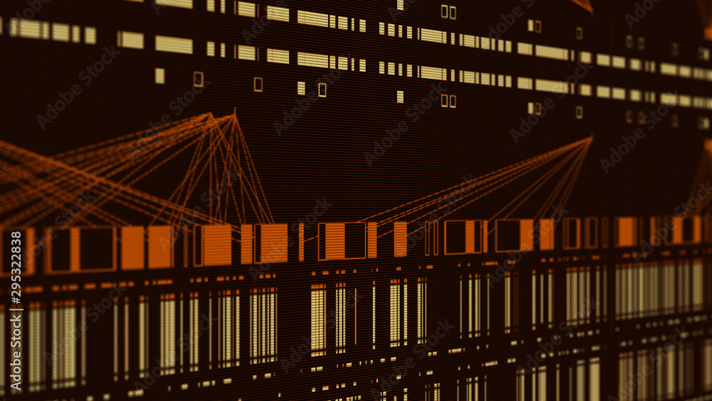 Poster abstract technology 3d render. high detailed structure showing complexity of data analysis.