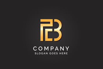 Luxury initial letter PCB golden gold color logo design