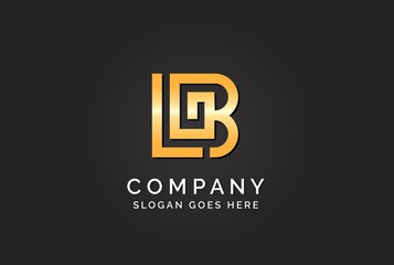 Luxury initial letter LGB golden gold color logo design