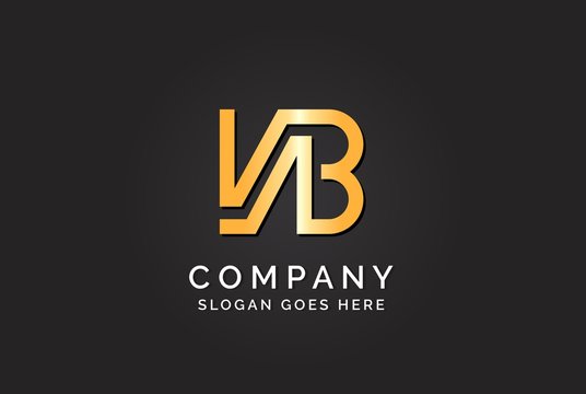 Luxury initial letter VAB golden gold color logo design