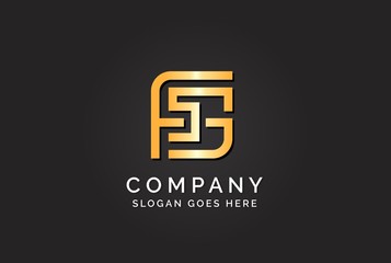 Luxury initial letter FSG golden gold color logo design