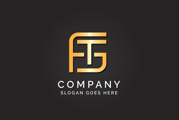 Luxury initial letter FTG golden gold color logo design