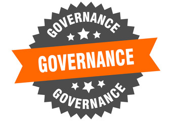 governance sign. governance orange-black circular band label