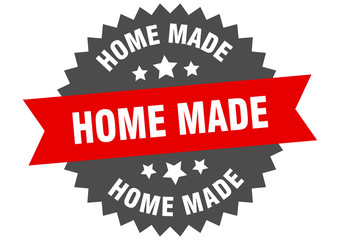 home made sign. home made red-black circular band label