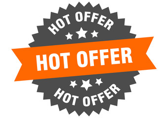Fototapeta premium hot offer sign. hot offer orange-black circular band label