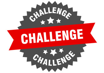 challenge sign. challenge red-black circular band label