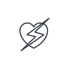 heart thunderbolt power icon line design
