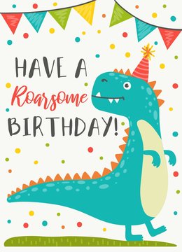 Dinosaur Happy Birthday Card 'You Are So Roarsome' -  Portugal