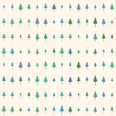 Seamless vector illustration. Minimalistic concept. Flat style pine trees. Pine forest. Abstract minimalism. Wavy pattern. Elements for design. Eco concept. Environmental protection. Isolate object 