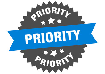 priority sign. priority blue-black circular band label