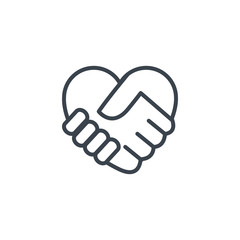 handshake shaped heart icon line design