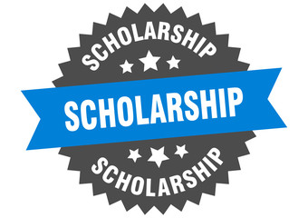 scholarship sign. scholarship blue-black circular band label