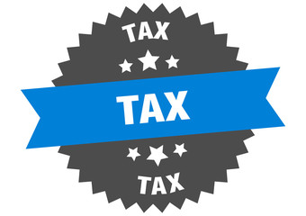 tax sign. tax blue-black circular band label