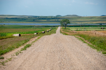 Fototapeta na wymiar gravel road in North Dakota