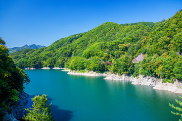Fototapeta na wymiar 初秋の川俣湖