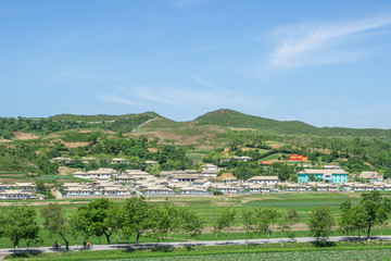 Fototapeta na wymiar On the side of the road Pyongyang-Kaesong, North Korea