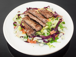 Steak salad closeup