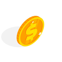 Isometric gold coin icon