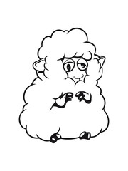 Schaf Weide fressen Herde hingefallen viel Wolle Nutztier grasen witzig 1c