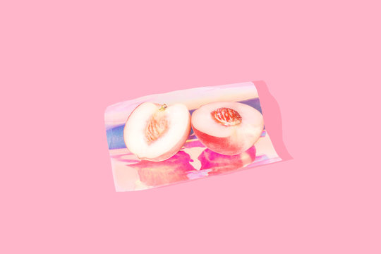 Peach Fruit on Pink Background