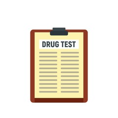 Drug test clipboard icon. Flat illustration of drug test clipboard vector icon for web design
