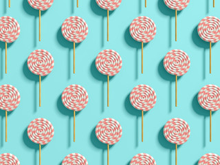 Punchy pastels lollipops abstract background 3D illustration