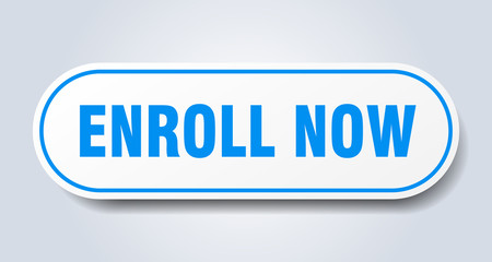 enroll now sign. enroll now rounded blue sticker. enroll now