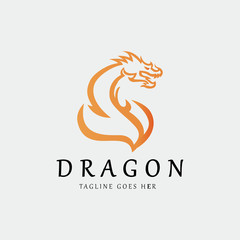dragon Fire logo design template. Vector illustration