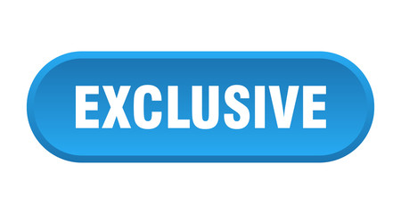 exclusive button. exclusive rounded blue sign. exclusive
