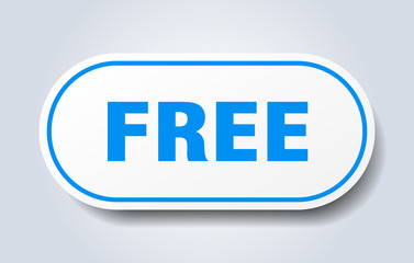 free sign. free rounded blue sticker. free