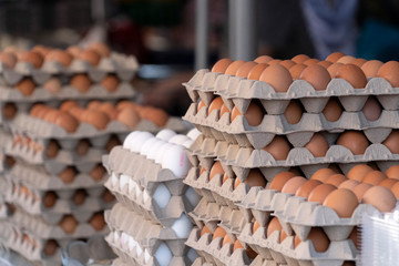 many fresh eggs at the market