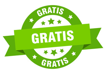 gratis ribbon. gratis round green sign. gratis