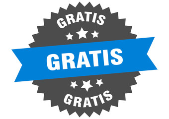 gratis sign. gratis blue-black circular band label