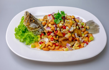 Fried fish with mixed herb