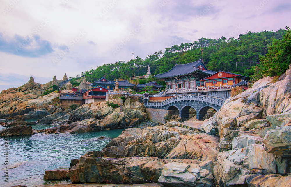 Sticker view of haedong yonggungsa temple in busan south korea