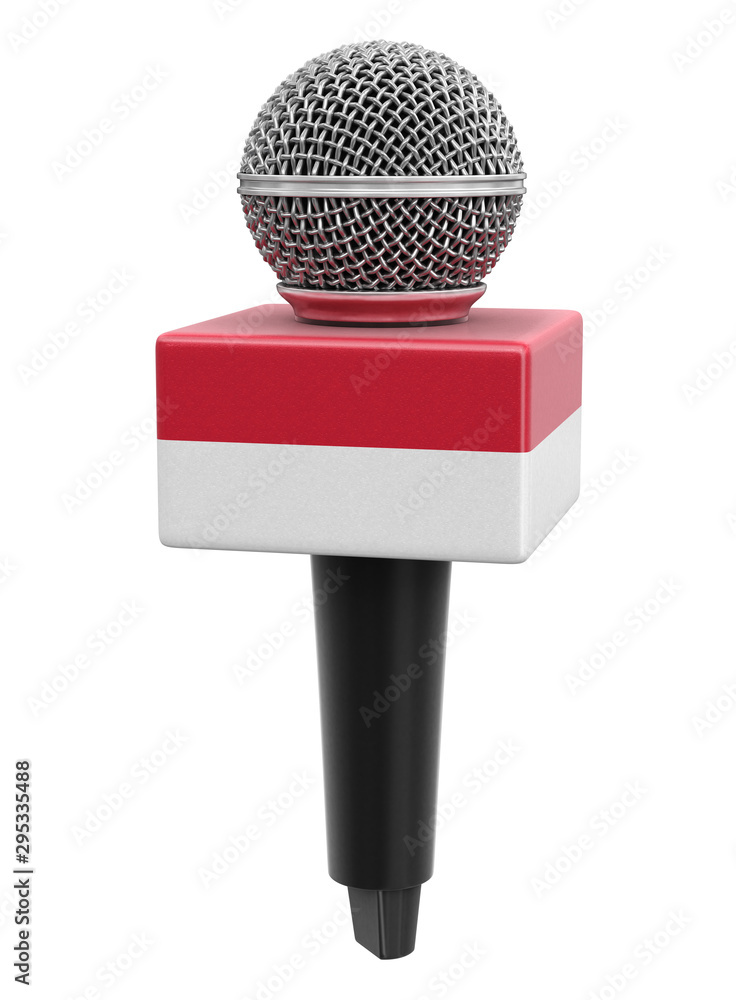Aufkleber microphone with indonesian flag. image with clipping path