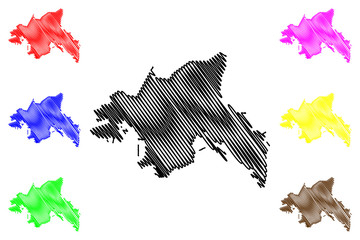 Kowloon region (Hong Kong Special Administrative Region of the People's Republic of China, Hong Kong SAR) map vector illustration, scribble sketch Kowloon Peninsula and New Kowloon map....