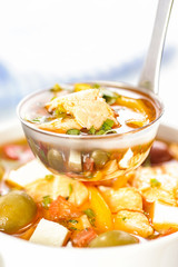 Fish soup with salmon and vegetables.